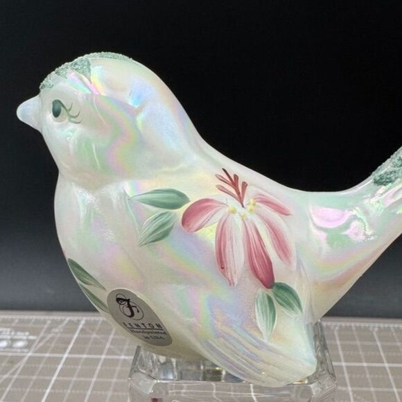 Fenton Handpainted Iridescent Glass Bird Figurine By J. Grove - Picture 3 of 6